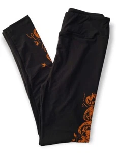 Lularoe Jack O Lantern L/XL Kids Leggings Halloween Side Detail on Black NWOT - Picture 1 of 4
