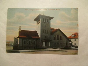 Chelsea Massachusetts Postcard New Congregational Church MA - Picture 1 of 2