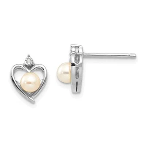 17mm 14K White Gold Cultured Freshwater Pearl Diamond Stud Earrings XBS454 - Picture 1 of 5