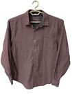 New Bruno Butn Shirt Mens Size L 45X29 Burgundy Long Sleeve Pocket Cotton Ltwt