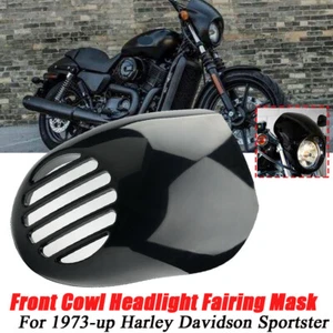Black Headlight Cowl Fairing Mask For Harley Sportster FX Dyna XL 883 1200 Cafe - Picture 1 of 11