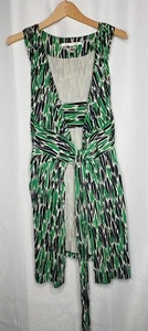 DIANE VON FURSTENBERG MUJER SIN MANGAS SEDA VESTIDO CRUZADO AZUL VERDE Y MARFIL TALLA 0 - Imagen 1 de 6
