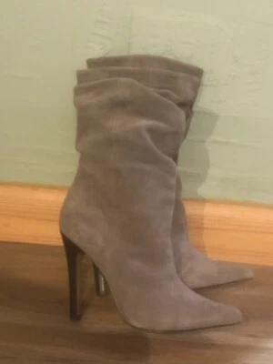 Aldo Women's Moss Gray Suede Stiletto High Heels Slip on Boots Size: 8.5 - Image 1 of 4