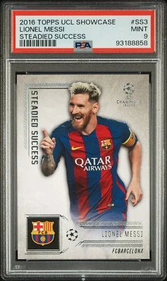 LIONEL MESSI PSA 9 2016 TOPPS UEFA CHAMPIONS LEAGUE SHOWCASE STEADIED SUCCESS - Image 1 of 2
