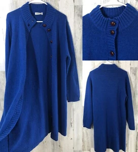 RARE vtg ORVIS Cardigan Sweater Sz M ROYAL BLUE Shetland Wool Leather Buttons - Picture 1 of 12