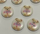 10 Vintage White Teddy Bear Buttons 18mm Round 2 Hole A33-9 Aussie Seller