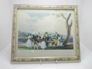 painting Goya la gallina ciega printed in spain,Vintage 1995 ,Wooden frame roses - Picture 1 of 5