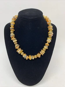 New Vintage Laguna Genuine Citrine & Abalone Necklace 16” w/Tag NOS - Picture 1 of 10