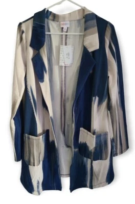 Blazer Lularoe listras aquarela médio Gwen linhas pincel traçado HTF NOVO! - Imagem 1 de 4