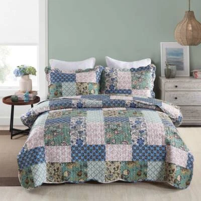 3Pcs Printed Quilts Bedspreads Set Bedding Coverlet Set B026 - Image 1 of 4