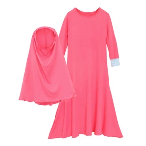 Hijab Girls Kids Prayer Long Dress Abaya Muslim Girls Robe Islamic Gown Ramadan - Picture 1 of 51