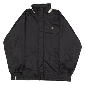 UMBRO Mens Coat Black Nylon Hooded Colourblock XL - Picture 1 of 6