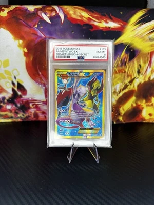 PSA 8 - Pokémon Mewtwo EX TCG Full Art Holo Rare Breakthrough - Secret 164/162 - Image 1 of 2