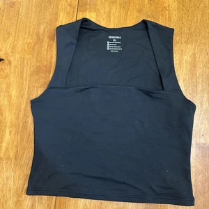 REORIA XL CROP SQUARE NECK tank TOP SLEEVELESS Black TOP Size XL - Picture 1 of 8