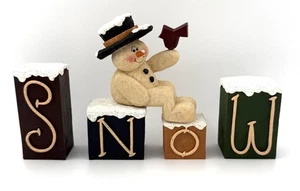 Muñeco de Nieve Rústico con Cardenal “NIEVE” Juego de Bloques de Letras (Decoración de Invierno) - Imagen 1 de 9