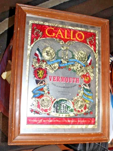 Gallo Vermouth Mirrored Sign Framed Advertising - Picture 1 of 1