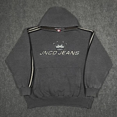 Sudadera con capucha vintage JNCO corona reflectante a rayas grande para hombre Foto 1 de 4