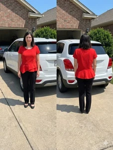 Ann Taylor Rot Schößchen Top Größe Medium Asymmetrisch Lagenlook Saum Strukturiert Kurz... - Bild 1 von 6