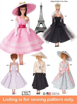 SEWING PATTERN Sew 11 1/2" Fashion Doll Clothes Fits Barbie 50s 60s Jacket 3124 - Image 1 of 3