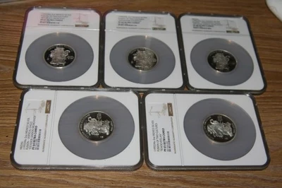 Mexico 1492-1992 Five 2oz Silver Medallion Set-500 Anniv - NGC GRADED! - Image 1 of 4