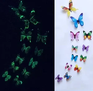 12 x 3D Leuchtender Schmetterling Wandaufkleber Wohndeko Aufkleber Schlafzimmer Kind - Bild 1 von 19