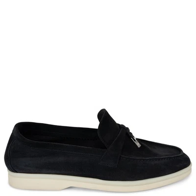 72387 Auténtico LORO PIANA Azul Oscuro Gamuza VERANO DIJES CAMINAR Mocasines Zapatos 38 Foto 1 de 4