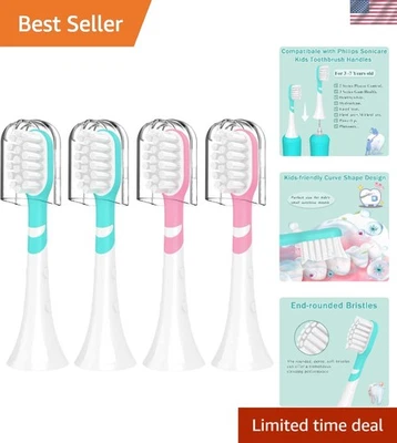 Cabezales de cepillo de dientes para niños compatibles con Philips Sonicare - Paquete de 4, rosa y verde Foto 1 de 4