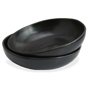8" Handmade Ceramic Pasta Bowls – Matte Black, Set of 2 Artisan Serving Bowls... - Picture 1 of 8