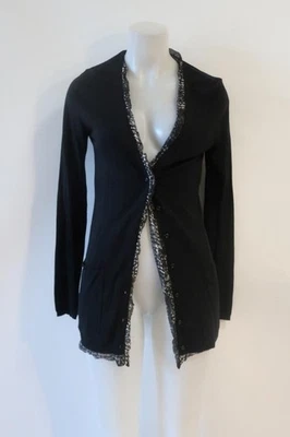 Suéter cárdigan Burberry negro, gris lana, seda, mezcla de cachemir para mujer S Foto 1 de 4