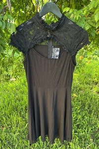 Killstar Damen Baldrian Kleid Medium Gothic Schwarz Spitze Edgy Fit - Bild 1 von 5