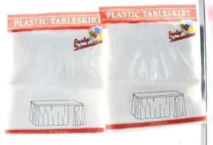 Lot of 2 White Table Skirts 29" x 14' Plastic Table Skirt Party Decoration Cover - Picture 1 of 3