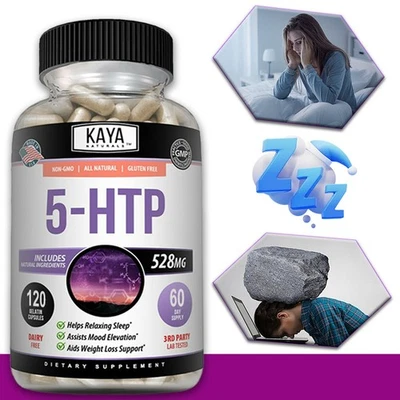 Cápsulas de sono profundo 5-HTP - Auxílio natural para dormir - Energia - Ingredientes naturais - Imagem 1 de 4