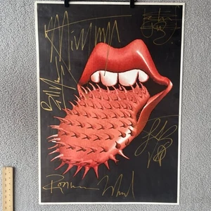 Rolling Stones signiert HOT LIPS Zunge 34” x 24” Original OHNE COA - Bild 1 von 13