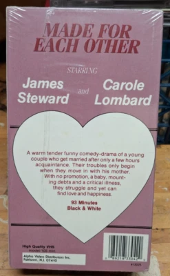 Made For Each Other [1939] VHS 2003 James Stewart & Carole Lombard NEW/Sealed Foto 1 de 2