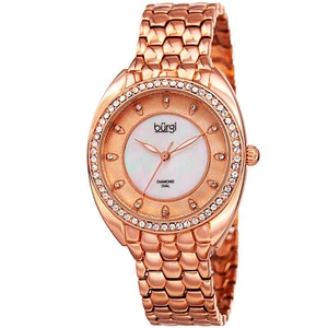 Women's Burgi BUR145RG Crystal Bezel Mother of Pearl Diamond Dial Quartz Watch - Picture 1 of 4