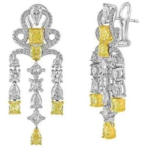 935 Silver With 8.15TCW Yellow Citrine & Simulated White Sapphire Women Earrings - Picture 1 of 6