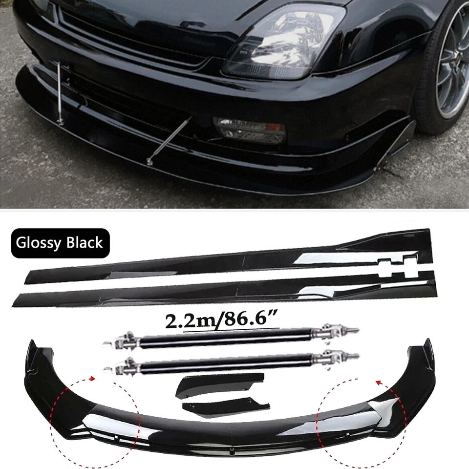 Front Bumper Spoiler Body Kit /Side Skirt/Strut Glossy Black For Honda Prelude Foto 1 de 4
