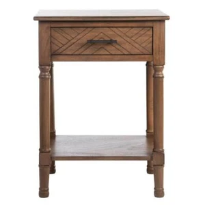 SAFAVIEH Living Room Furniture 19"W Classic Rectangle Wood Pine Individual Brown - Picture 1 of 12