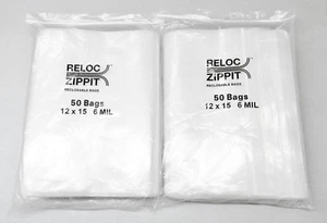 6 MIL 12x15 Zip Seal Lock Bags Zip Slide Lock Thick Clear Reloc Jumbo 12 x15 100 - Picture 1 of 6