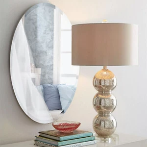 50x70cm Oval Frameless Bathroom Mirror Bevel Edged Wall Mounted Bedroom Mirror - Picture 1 of 12