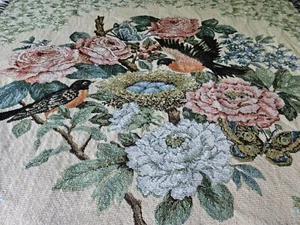Vintage American Weavers ROBIN ROSE BUTTERFLY Tapestry Throw Afghan 59.5"x49" - Picture 1 of 6