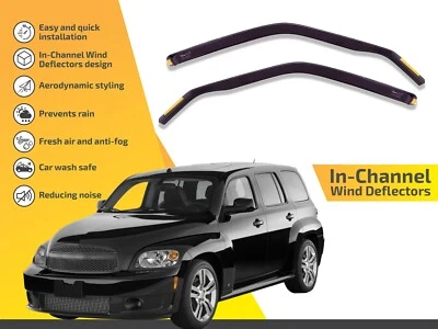 Wind Deflectors In Channel For Chevrolet HHR 2006-2011 2-Pcs Visors Rain Guard - Image 1 of 4