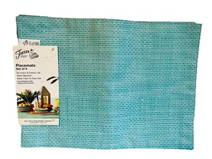 Fiesta Ware Fabric Placemats Set of 4 Aqua Blue Indoor Outdoor Use 13” x 18” NEW - Picture 1 of 9