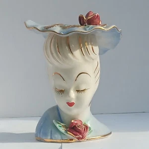 Vintage Keramik Kopffuß - florales Design - handbemalt - dezente Crazing - Bild 1 von 10