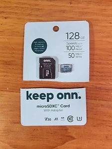 Onn. MicroSDXC Card 128GB w/ Adapter. U1 - Photo 1 sur 2
