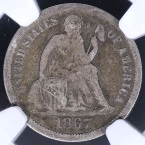 1867-S Seated Liberty Dime 10C Silver NGC G6 - Picture 1 of 4