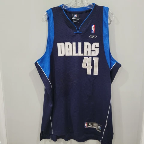 Vintage Reebok Dallas Mavericks DIRK NOWITZKI 41 Swingman Jersey Mens XL Cover