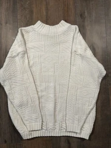 Vintage Lindsey Blake Sweater Mens L Small Knit Pullover Made in USA White - Picture 1 of 2