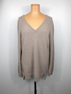 Suéter grande AQUA 100 % cachemir cuero genuino parches en el codo marrón manga larga Foto 1 de 4