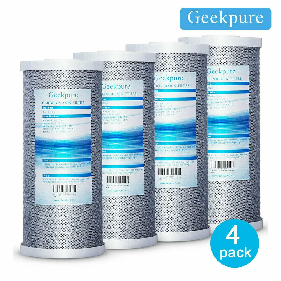 Geekpure Whole House Carbon Block Replacement Water Filters 5 Mic 4.5 x10 Pack 4 - Image 1 of 4